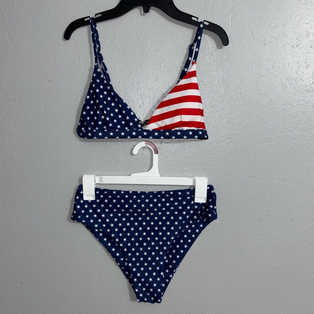 Shein Red, White, and Blue Swimsuit Set